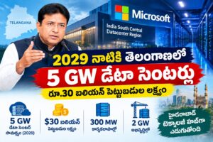 2029 నాటికి తెలంగాణలో 5 GW డేటా సెంటర్లు.. రూ.30 బిలియన్ పెట్టుబడుల లక్ష్యం